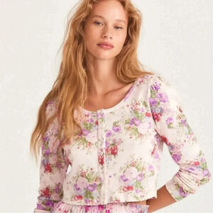 LOVESHACKFANCY jonah crop cardigan in shimmering springs-NWT sz Small